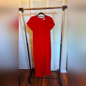 Calvin Klein Red Tulip Sleeve Jumpsuit Size 10
